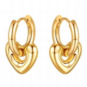 Puffed Heart Hoops Earrings